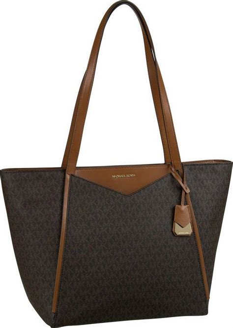 michael kors whitney lg tz tote brown|Whitney Large Leather Tote Bag .